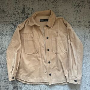 Zara Men's Beige Corduroy Shirt Jacket